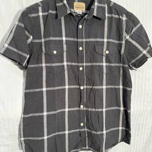 Roebuck & Co. Short Sleeve Button Down Gray Plaid Shirt Men’s Size Large Casual